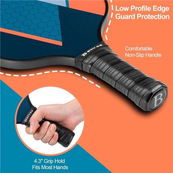 Pickleball Paddles, Fiberglass Surface Pickleball Paddles Set of 4, Pickleball - Picture 3 of 8